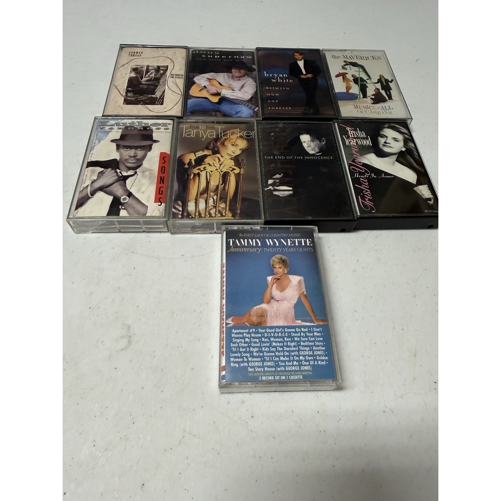 Lot of 8 Vintage Cassette Tapes Country R&B Tammy Wynette Luther Vandross